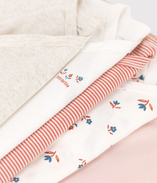 Confezione da 5 body manica lunga beb&egrave; in cotone multicolore