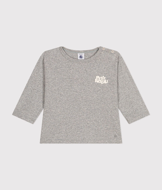 T-shirt beb&egrave; a maniche lunghe in cotone grigio