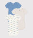 Set da 3 body a maniche corte in cotone con stampa neonato