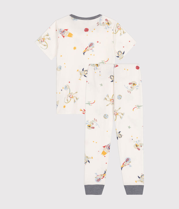 Pigiama in cotone con stampa spazio bambino bianco/multicolore
