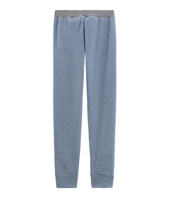 Pantalone per pigiama bambino blu LIMOGES/bianco MARSHMALLOW
