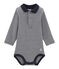 Body manica lunga bebè maschietto con colletto a polo blu SMOKING/bianco LAIT