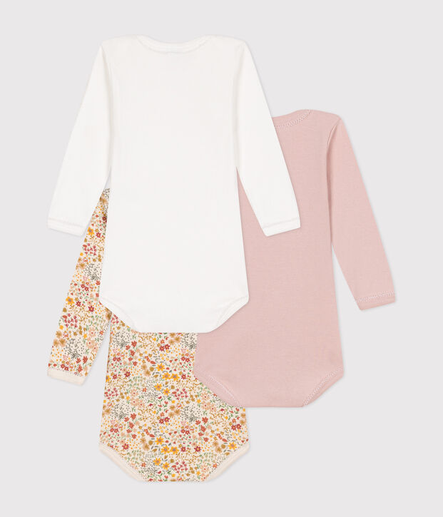 Set di 5 body a maniche lunghe in cotone a fiori neonato multicolore