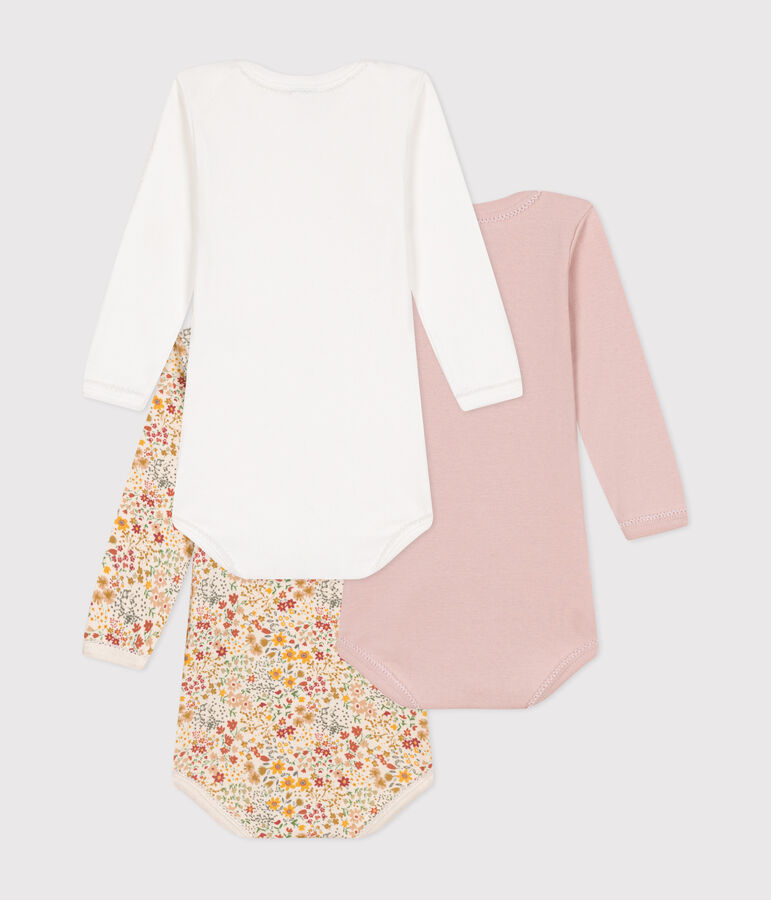 Set di 5 body a maniche lunghe in cotone a fiori neonato multicolore