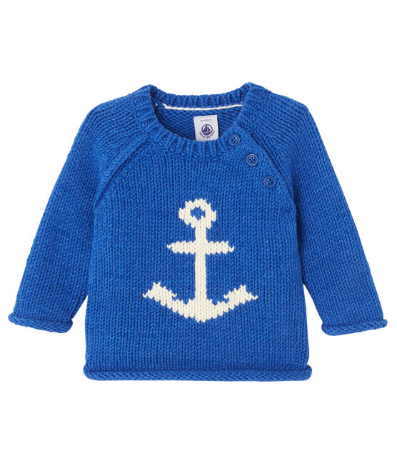 Pull jacquard per bebé maschio blu LIMOGES