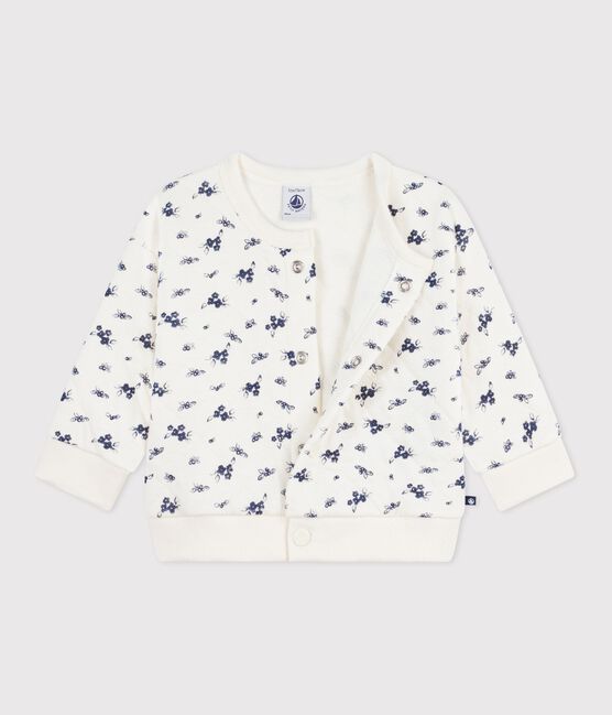 Cardigan in cotone con stampa a fiori neonata blu MILK/ SOIR