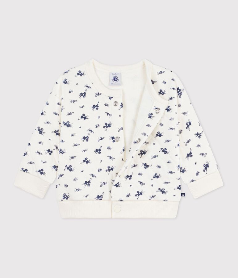 Cardigan in cotone con stampa a fiori neonata blu/blu