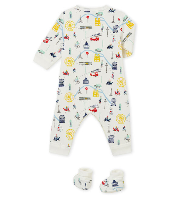 Coordinato: pigiama + calze per bebé maschio bianco MARSHMALLOW/bianco MULTICO