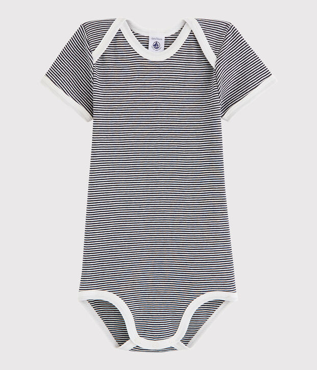 Body a manica corta beb&egrave; unisex blu/bianco
