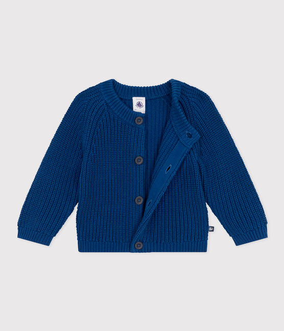 Cardigan in tricot di cotone bebè blu INCOGNITO