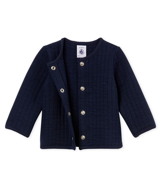 Cardigan in tubique trapuntato neonata blu SMOKING