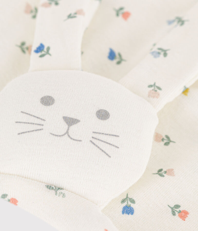Doudou a fiori in cotone bianco/multicolore