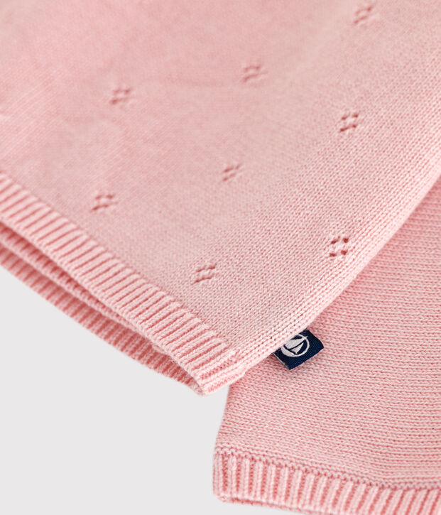 Brassi&egrave;re con incrocio in maglia traforata di misto lana e cotone neonato rosa