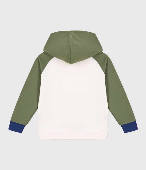 Felpa con cappuccio in cotone bambino ecru/multicolore