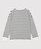 T-shirt marinière con collo alla tunisina in cotone Donna bianco MARSHMALLOW/blu SMOKING