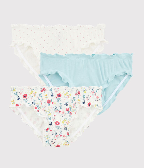 Confezione da 3 slip con volant fantasia fiori da bambina variante 1