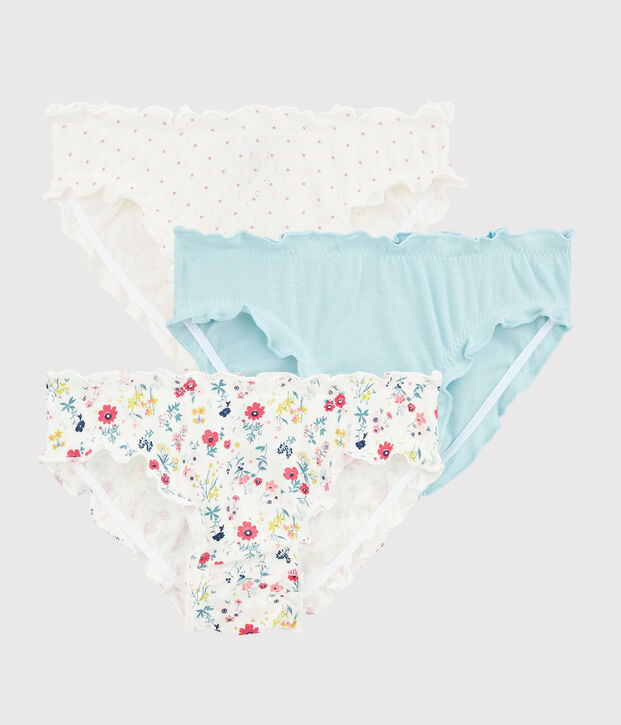 Confezione da 3 slip con volant fantasia fiori da bambina multicolore