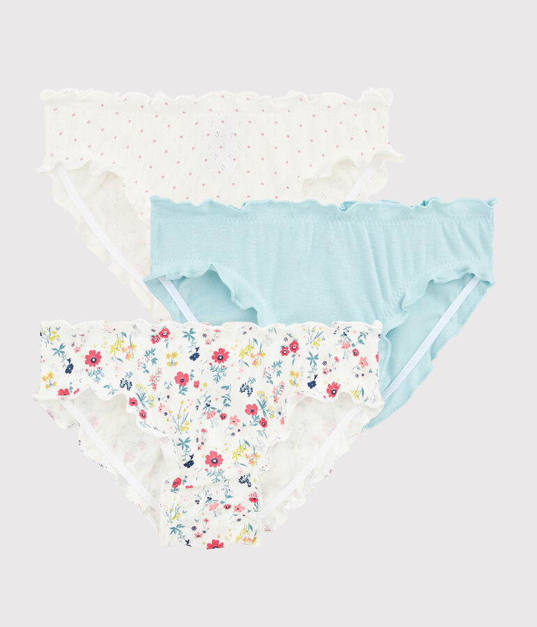 Confezione da 3 slip con volant fantasia fiori da bambina multicolore
