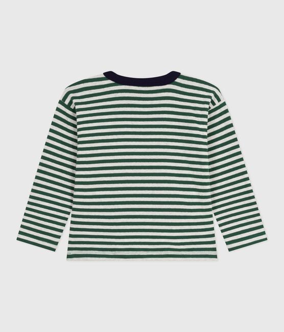 T-shirt a maniche lunghe in cotone a righe bambino verde WILLOW/ MONTELIMAR:WILLOW/ MONTELIMAR