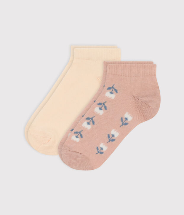 Set di 2 paia di calzini bambino in jersey di cotone a fiori multicolore