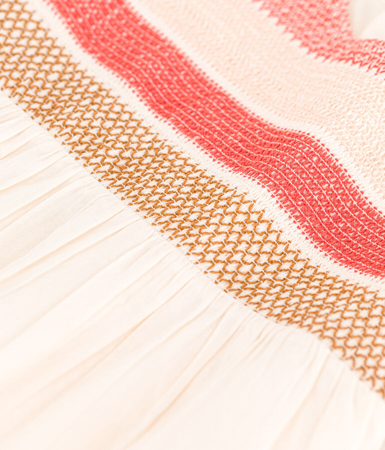 Abito a manica corta beb&egrave; con punto smock bianco AVALANCHE/ MULTICO