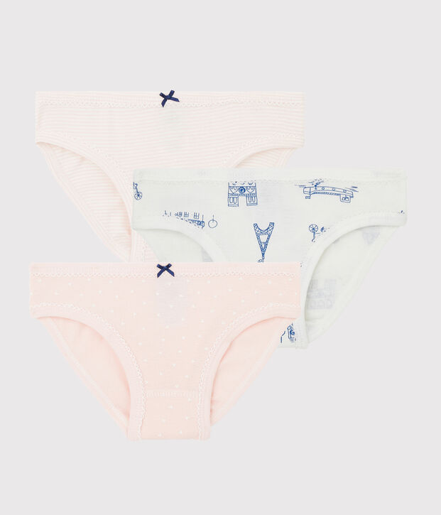 Confezione da 3 slip fantasia Parigi da bambina multicolore