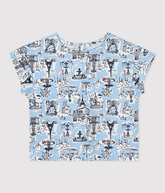 Blusa manica corta fantasia bebè femmina bianco MARSHMALLOW/bianco MULTICO