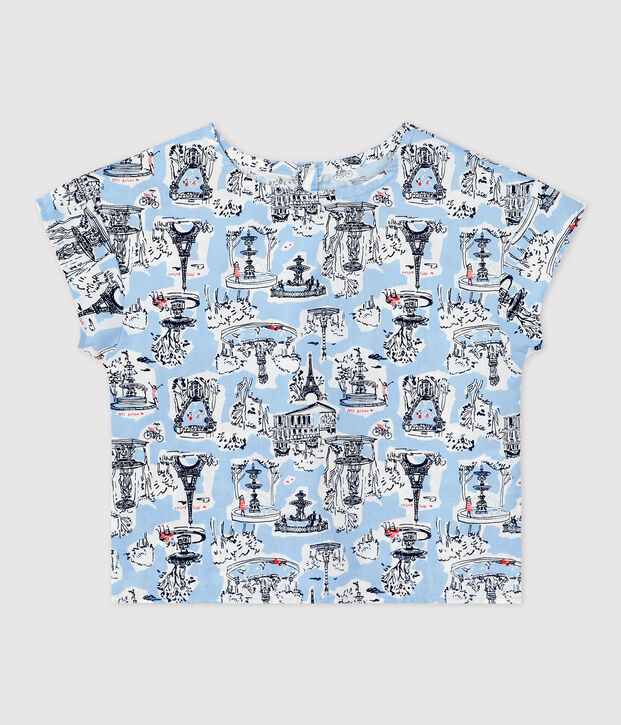 Blusa manica corta fantasia beb&egrave; femmina bianco/multicolore