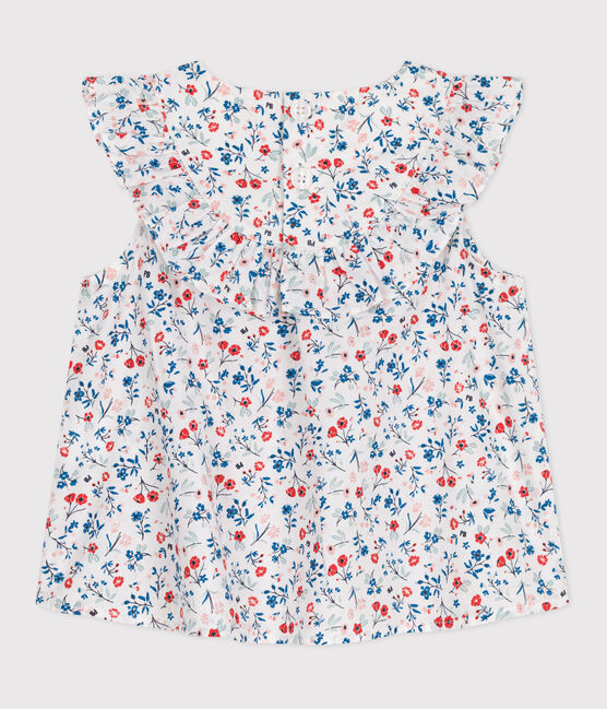 Blusa senza maniche in cotone con stampa a fiori neonato bianco MARSHMALLOW/bianco MULTICO