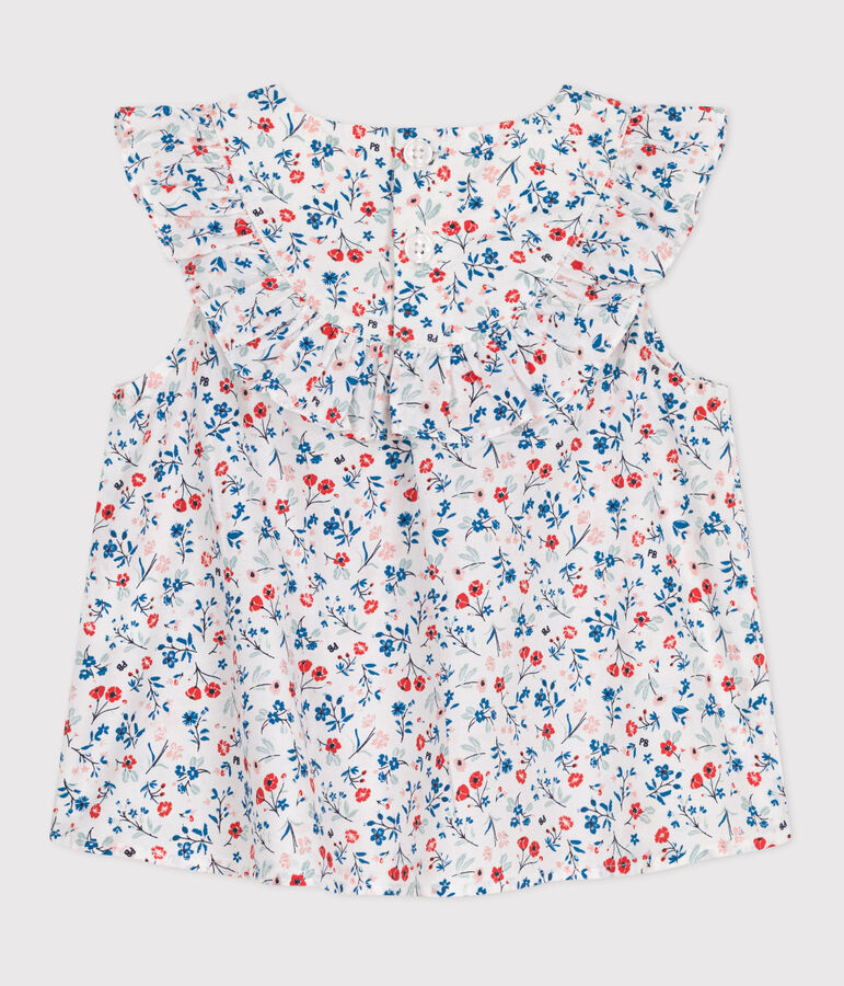 Blusa senza maniche in cotone con stampa a fiori neonato bianco/multicolore