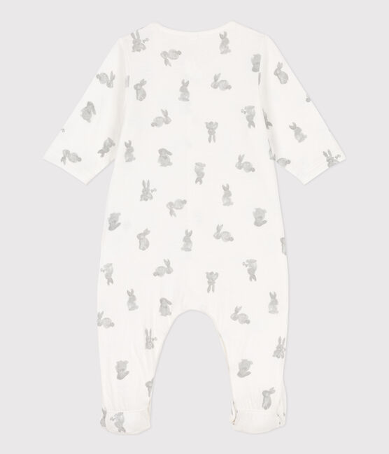 Tutina pigiama coniglio in tubique bianco MARSHMALLOW/grigio GRIS