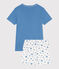 Pigiama corto in cotone bambino blu ALASKA/bianco MARSHMALLOW