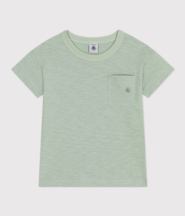 T-shirt bambino in jersey fiammato verde