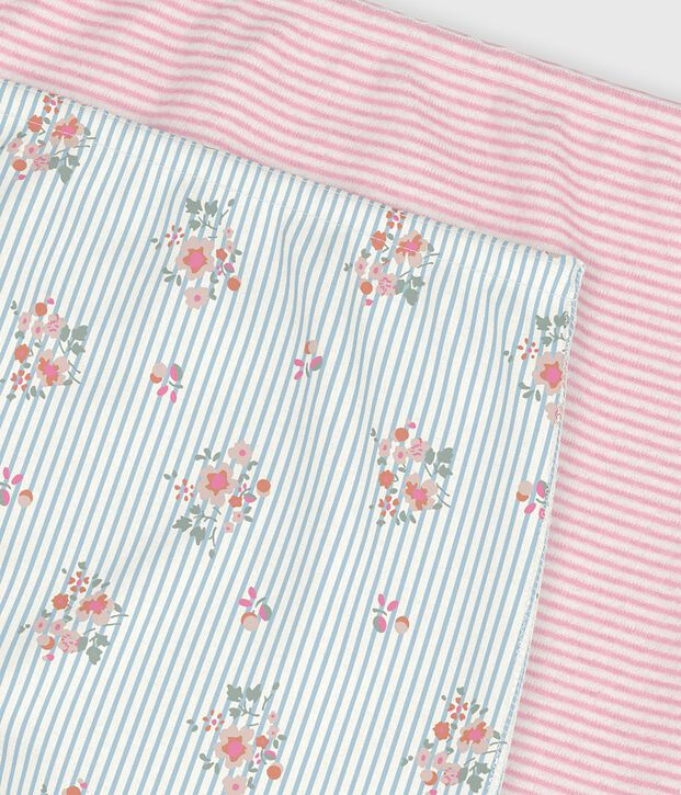Set di shorty lunghi in cotone con stampa a fiori bambina multicolore