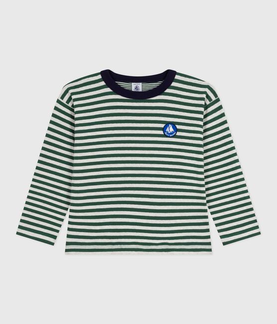 T-shirt a maniche lunghe in cotone a righe bambino verde WILLOW/ MONTELIMAR:WILLOW/ MONTELIMAR