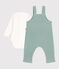 Completo nascita composto da salopette e body in cotone ricamato verde PAUL