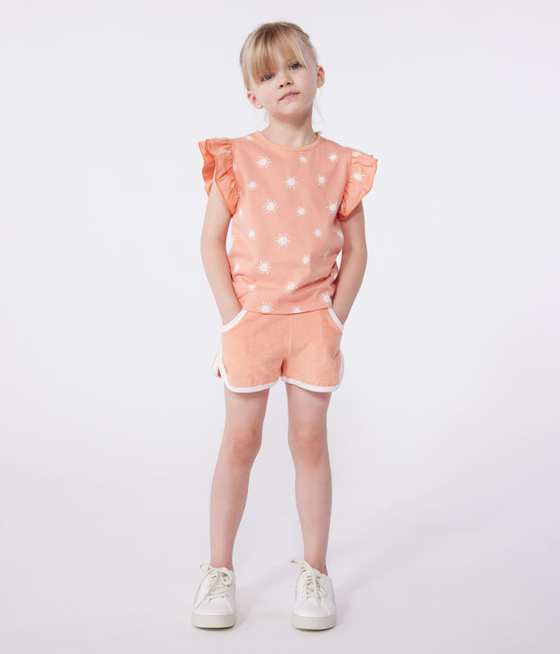 T-shirt a maniche corte in cotone con stampa bambino arancione/bianco