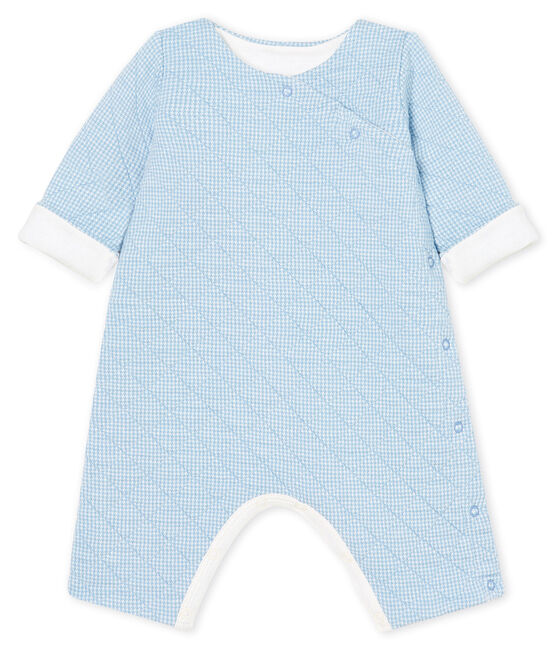 Tutina lunga bebè in tubique trapuntato blu ACIER/bianco MARSHMALLOW CN