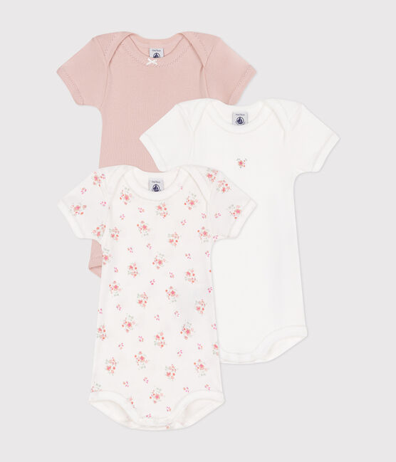 Confezione da 3 body a maniche corte in cotone a fiori neonato variante 1