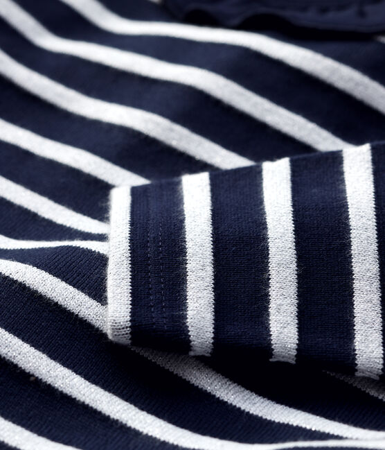 Blusa in cotone bebè. blu SMOKING/ MARSHMALLOW ARGENT BRILLANT