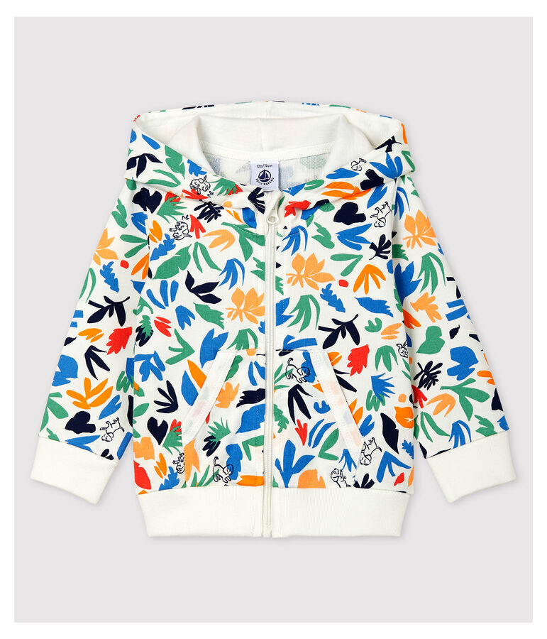 Cardigan in molleton beb&egrave;. bianco MARSHMALLOW/bianco MULTICO