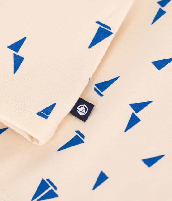 Polo a maniche corte in cotone con barchette stampate neonato blu AVALANCHE/bianco PERSE