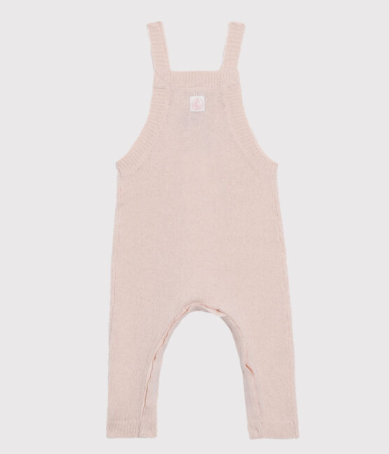 Salopette lunga bebè maschio in tricot di lana, nylon e alpaca. rosa FLEUR