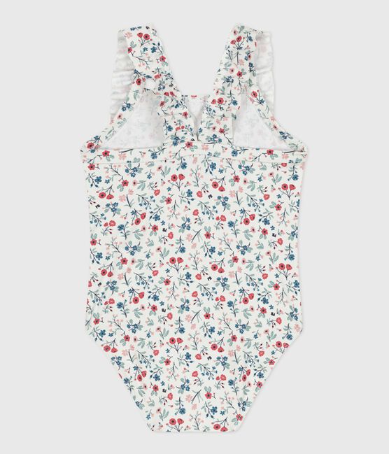Costume da bagno intero con stampa floreale e volant neonato bianco MARSHMALLOW/bianco MULTICO