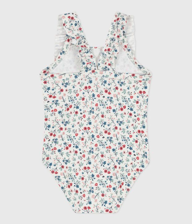 Costume da bagno intero con stampa floreale e volant neonato bianco/multicolore