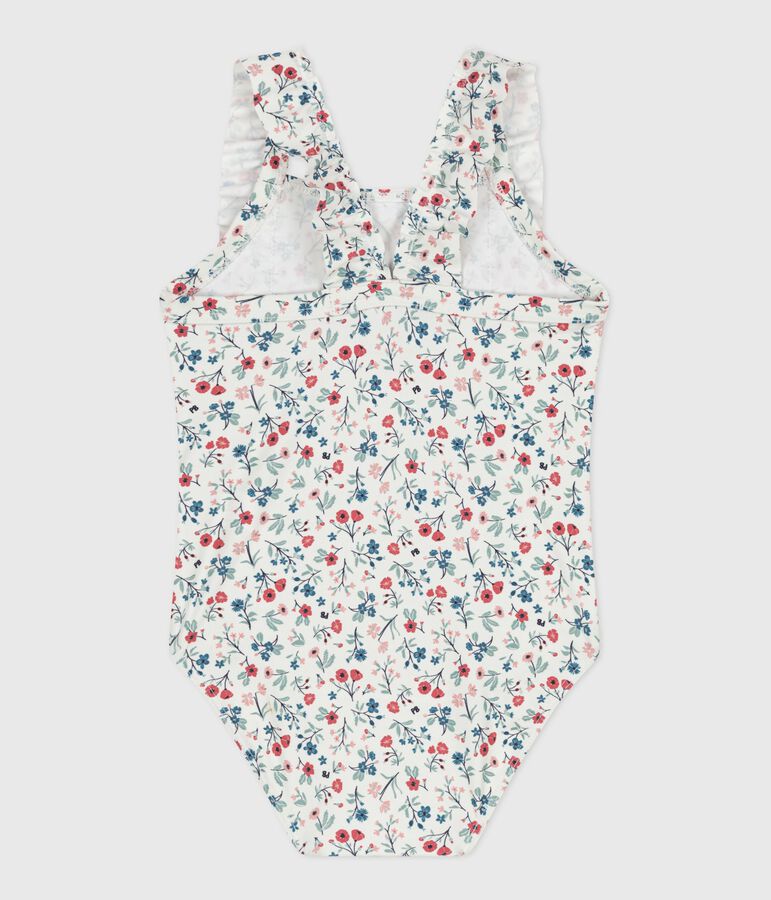 Costume da bagno intero con stampa floreale e volant neonato bianco/multicolore