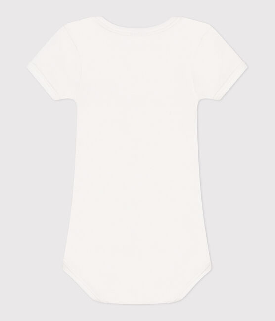 Body a maniche corte in cotone tinta unita neonato bianco MARSHMALLOW