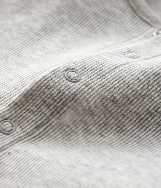 Cardigan bebè in costina 2x2 di cotone biologico grigio BELUGA CHINE