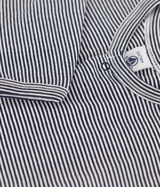 Cardigan neonato in cotone  blu SMOKING/bianco MARSHMALLOW