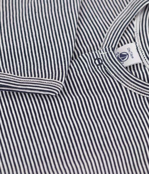 Cardigan neonato in cotone blu/bianco